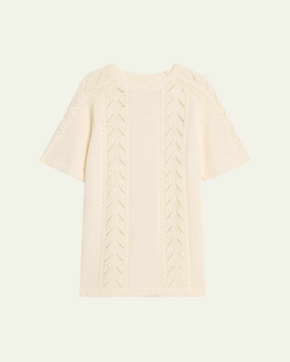 Arman Cable & Pointelle-Knit Mini Sweater Dress